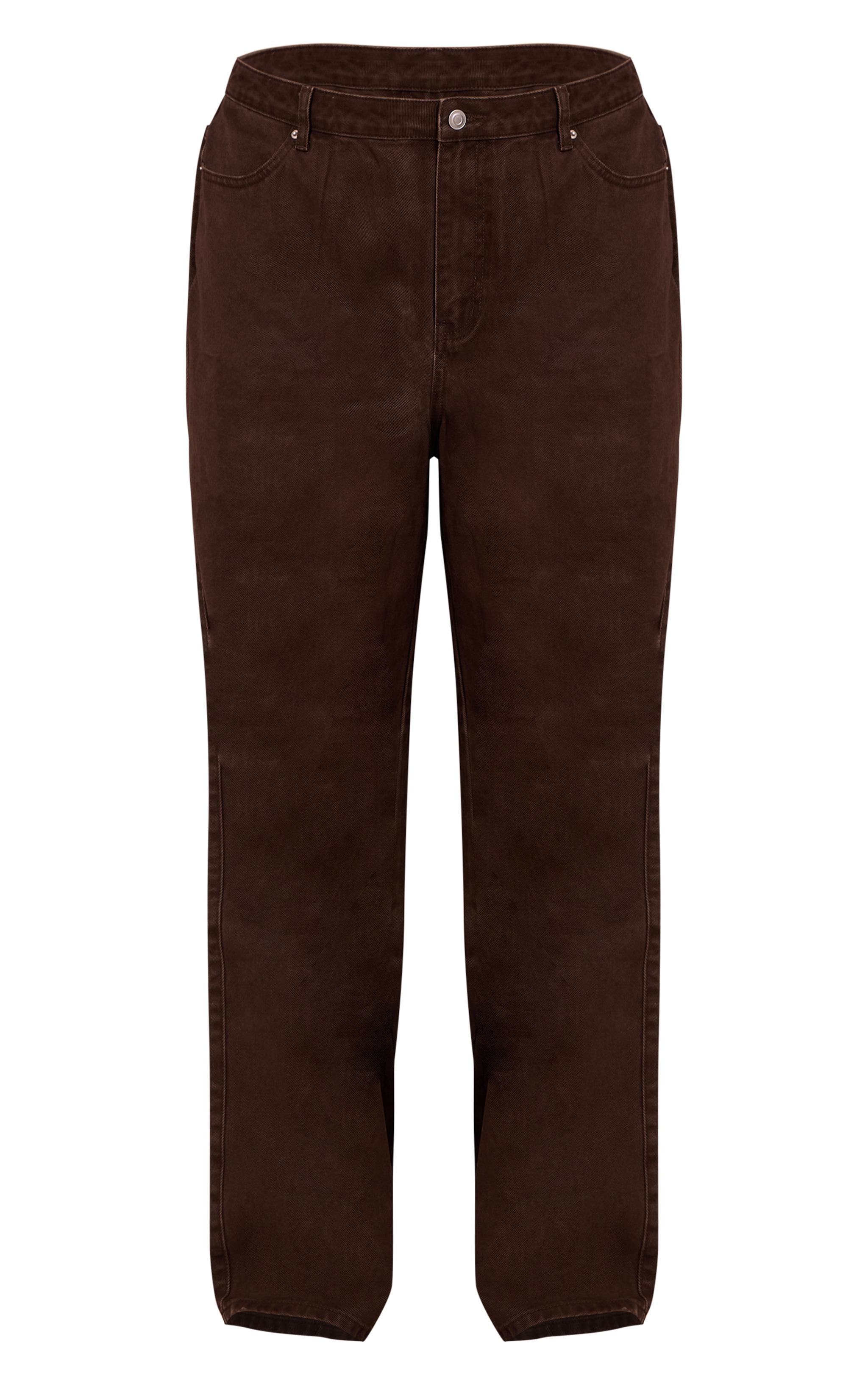 Plus Jean droit chocolat foncé à taille haute image 5