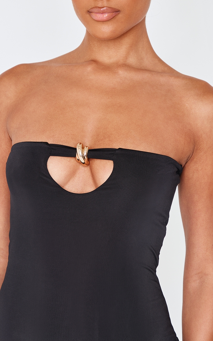 Mini robe bustier moulante doublée noire à détail empiècement image 4