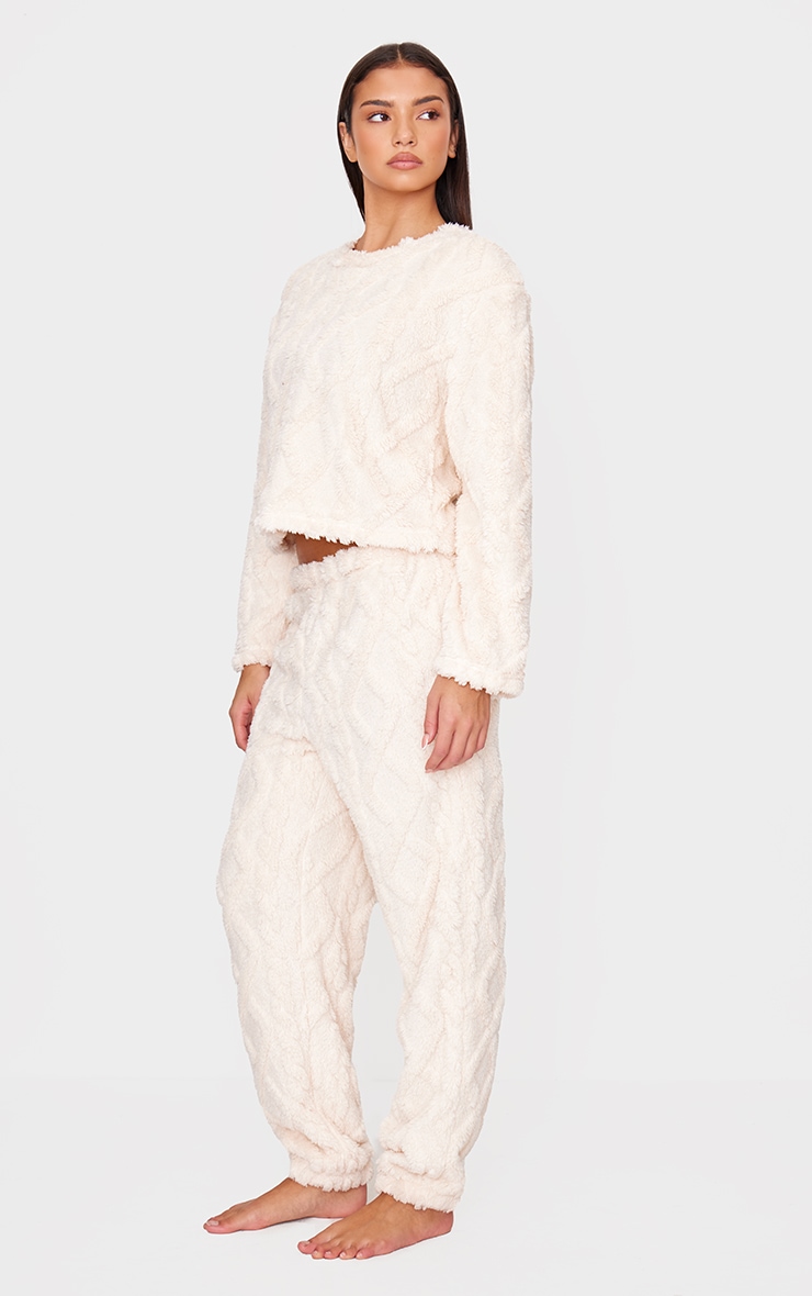 Ensemble de pyjama en polaire torsadée crème image 3