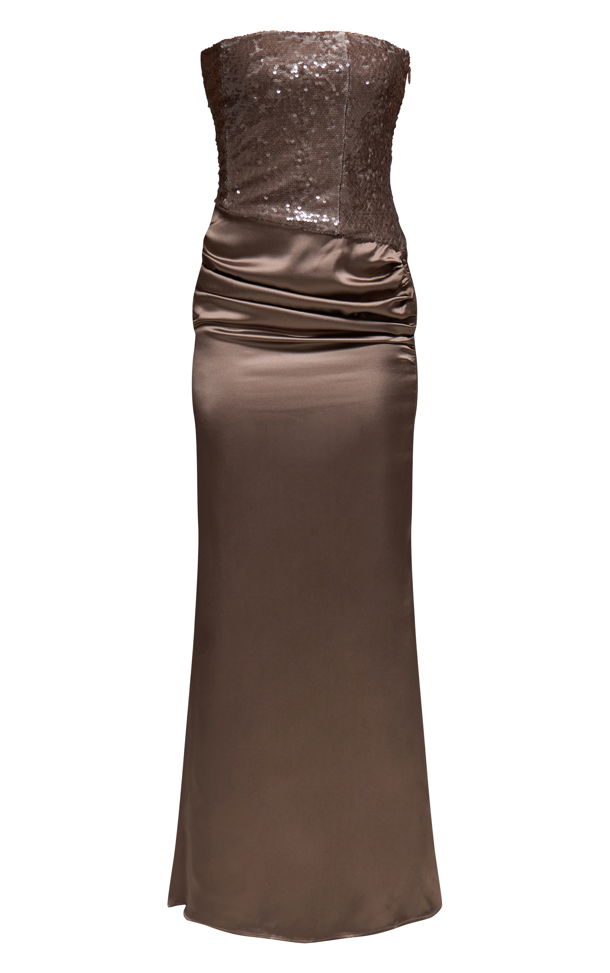 Taupe Sequin Asymmetric Maxi Dress image 5