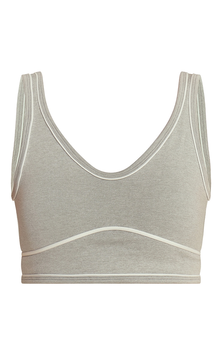 Ash Grey Seamless Contrast Detail Sports Bra image 5