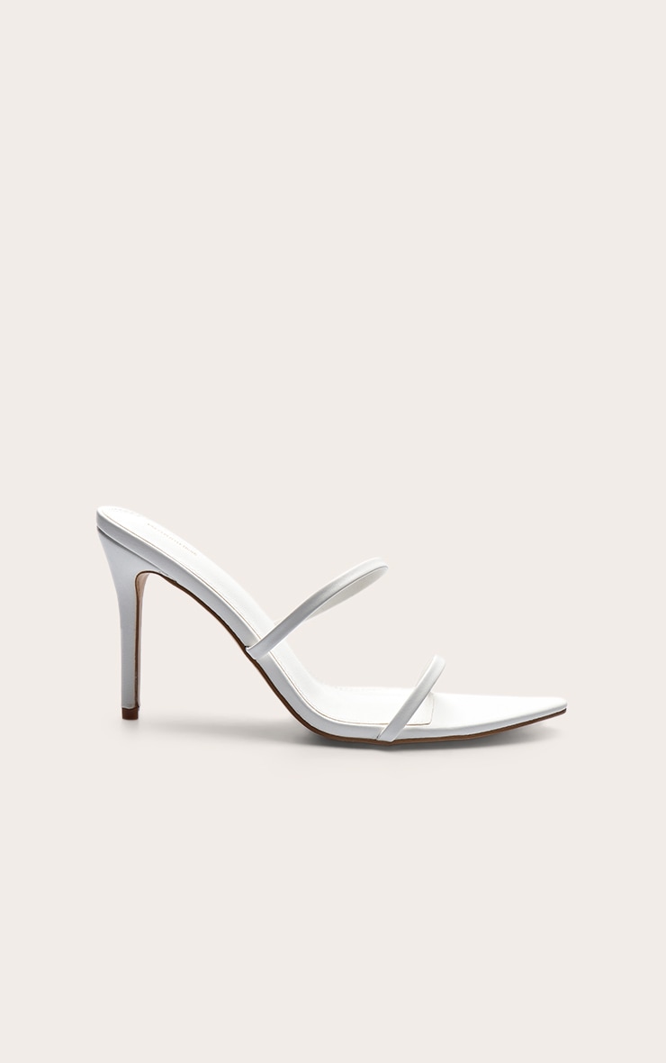 White Pu Point Toe High Stiletto Heel Sandals image 2
