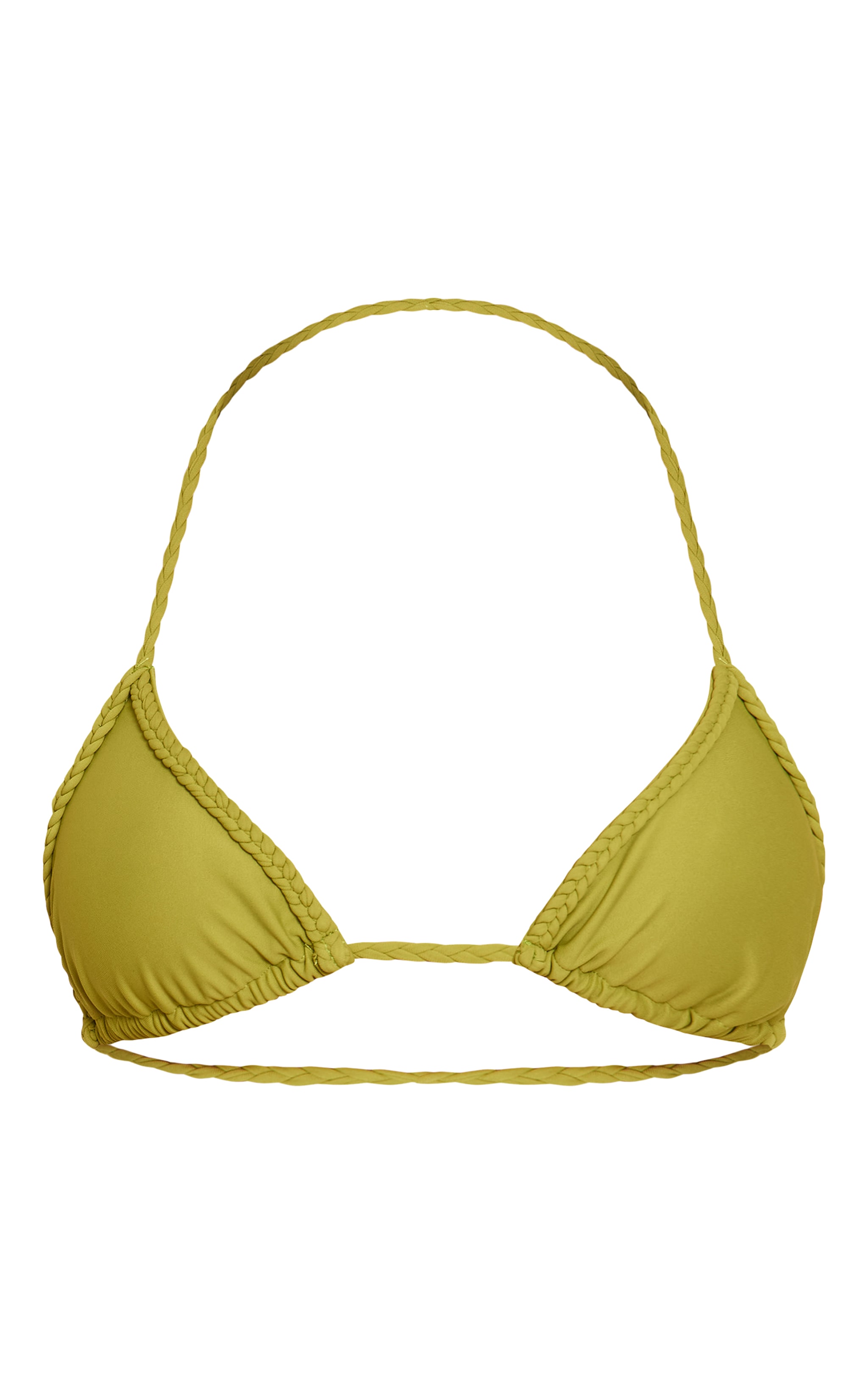 Olive Plait Binding Triangle Bikini Top image 5