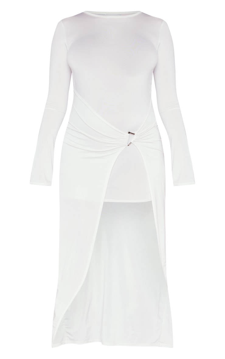 Maternity White Slinky Buckle Detail Maxi Dress image 5