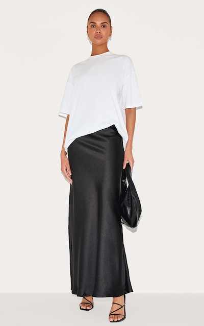 Black Satin Floaty Maxi Skirt