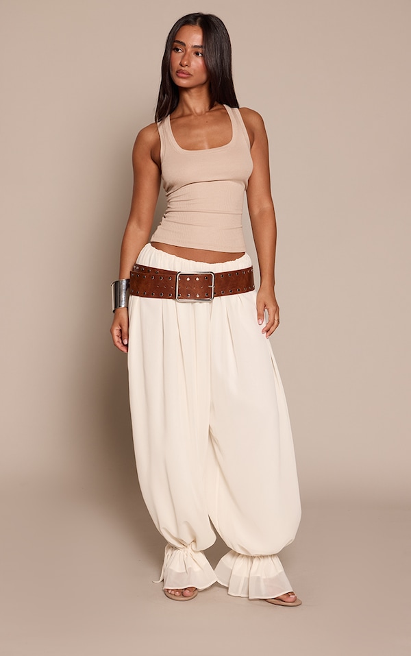 Petite Cream Chiffon Balloon Pants