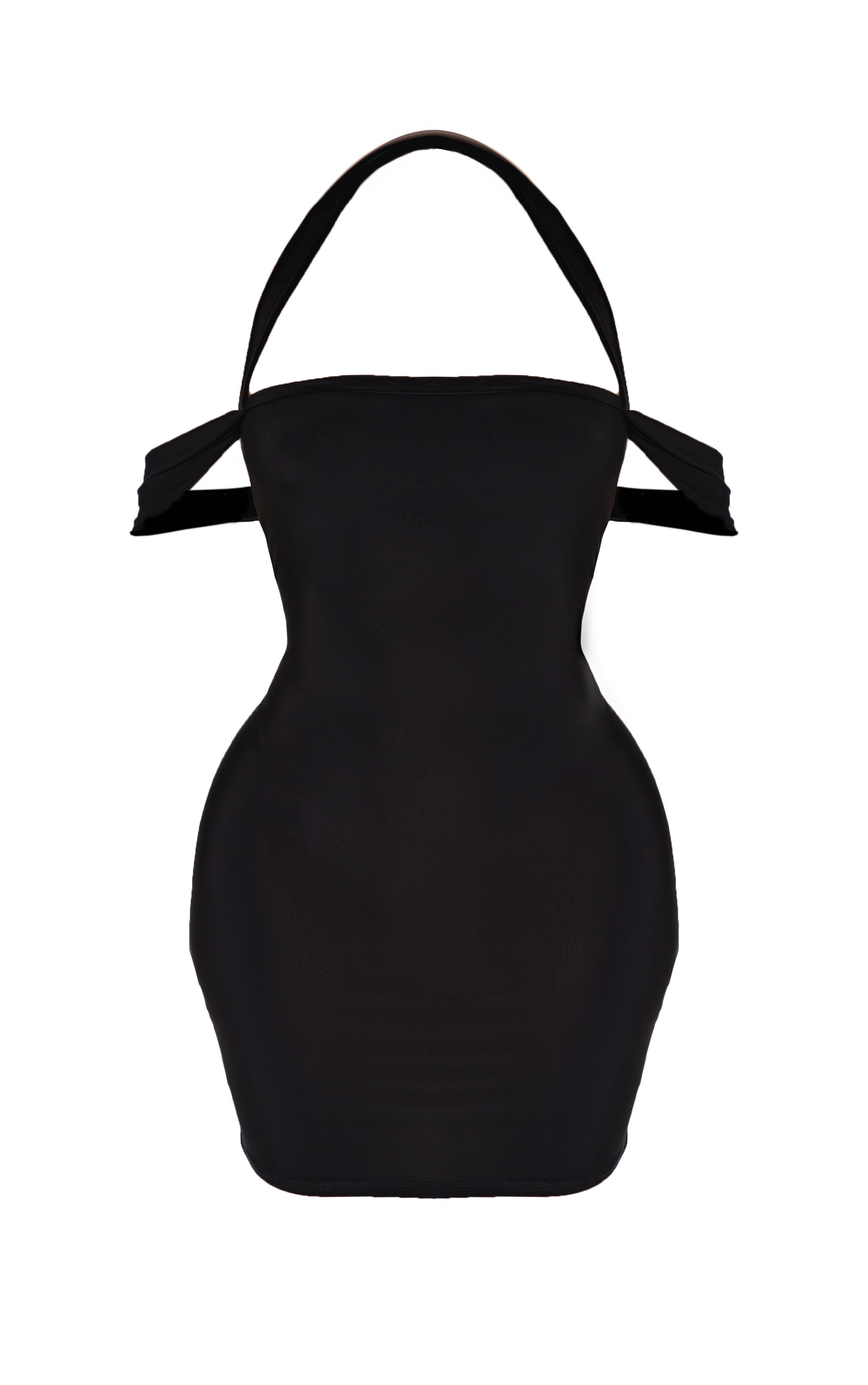 Shape Black Halter Neck Straight Neck Mini Dress image 5