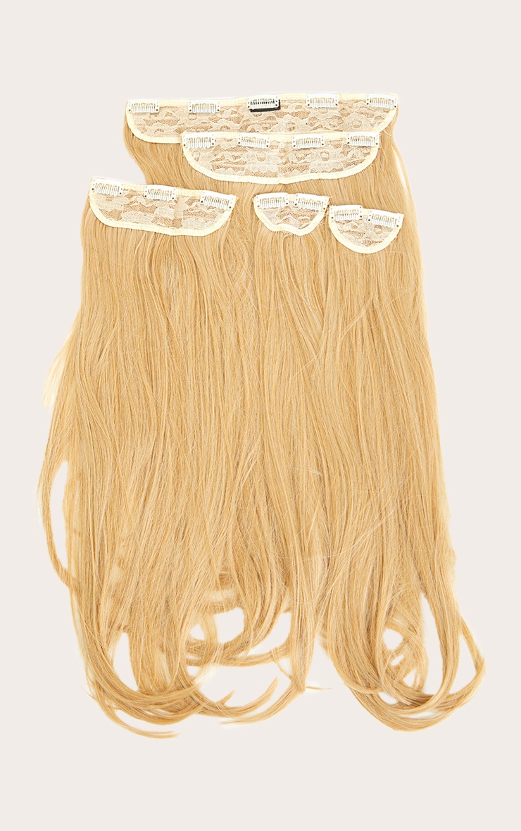 LullaBellz Super Thick 22'5 Piece Straight Clip In Hair Extensions Golden Blonde image 5