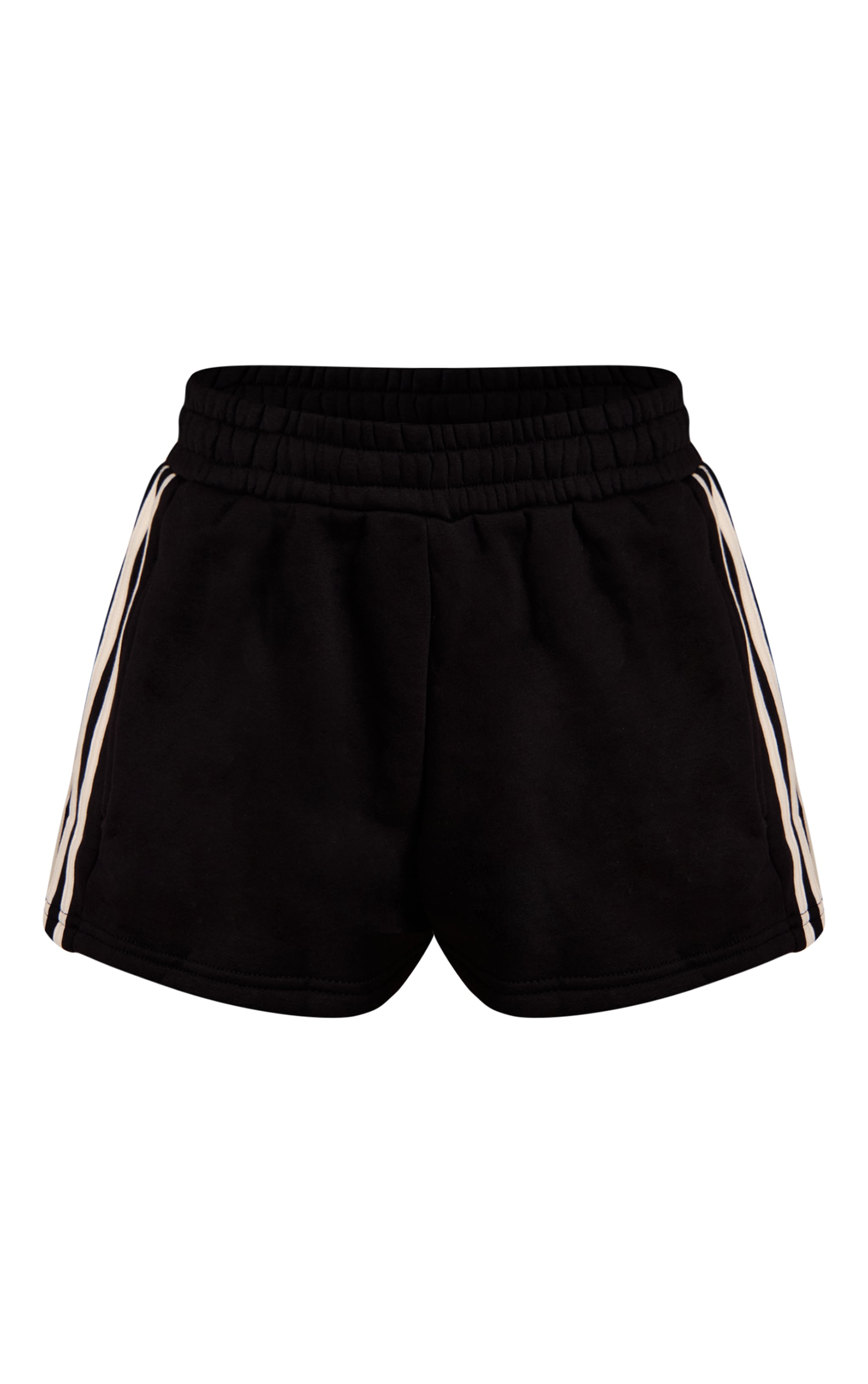 Black Double Side Stripe Sweat Shorts image 6