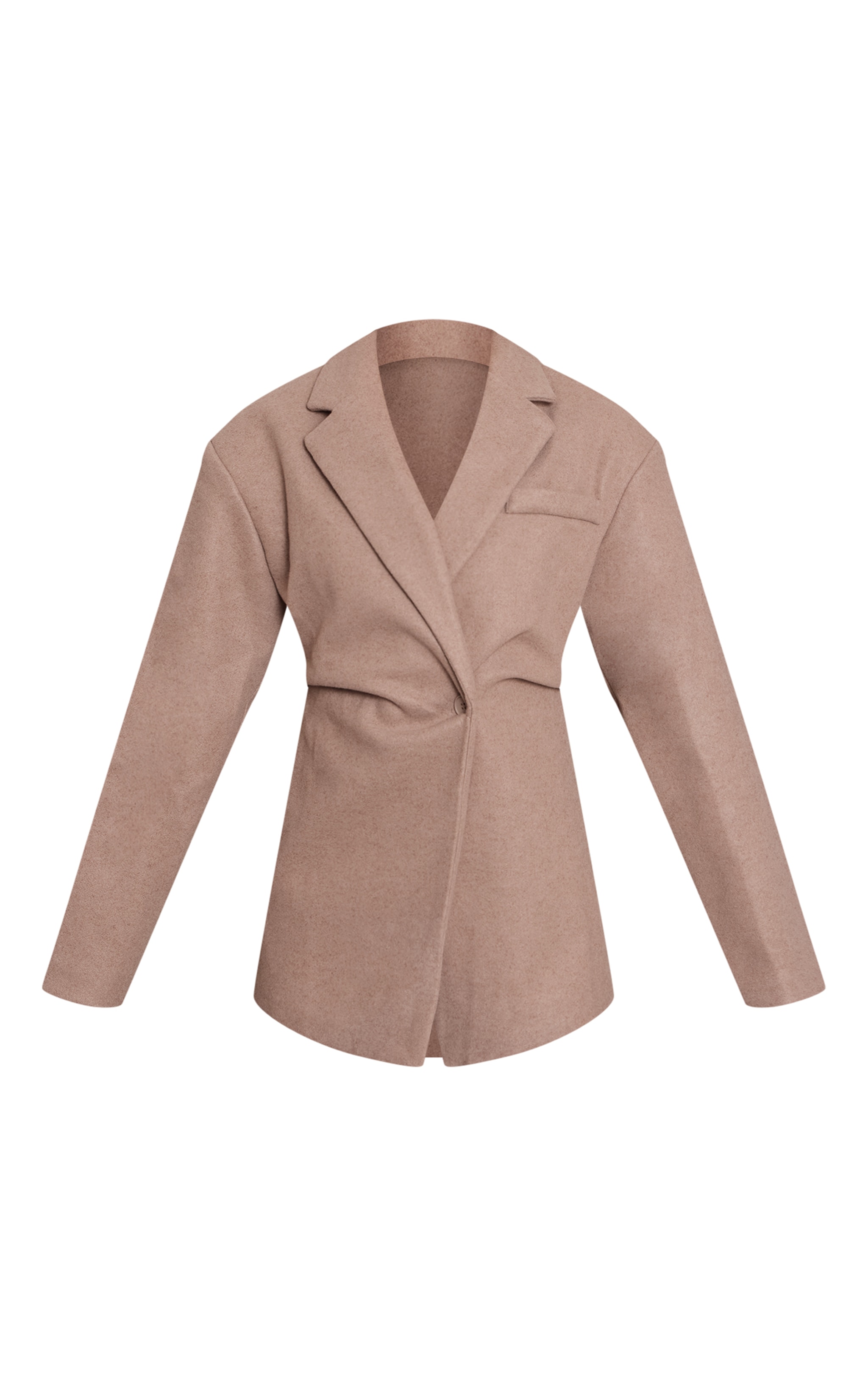 Brown Wool Look Cinched Blazer image 5