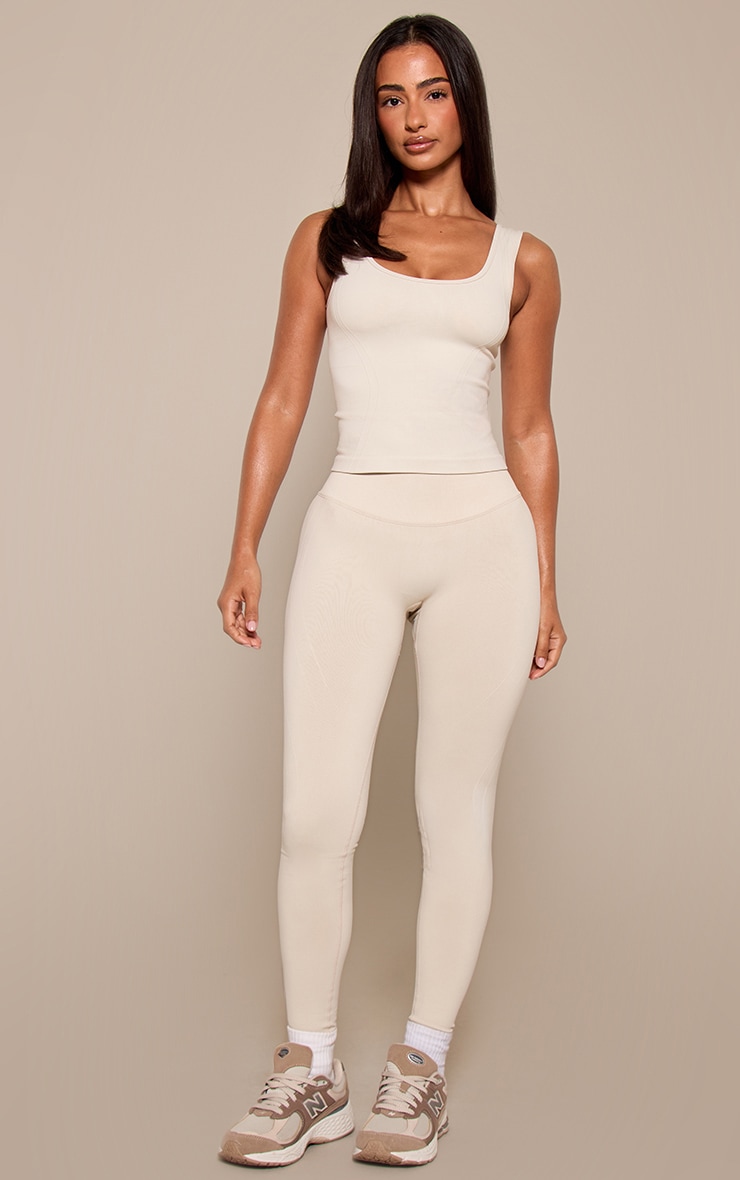 Petite PLT Oatmeal Seamless Seam Detail Gym Vest image 3
