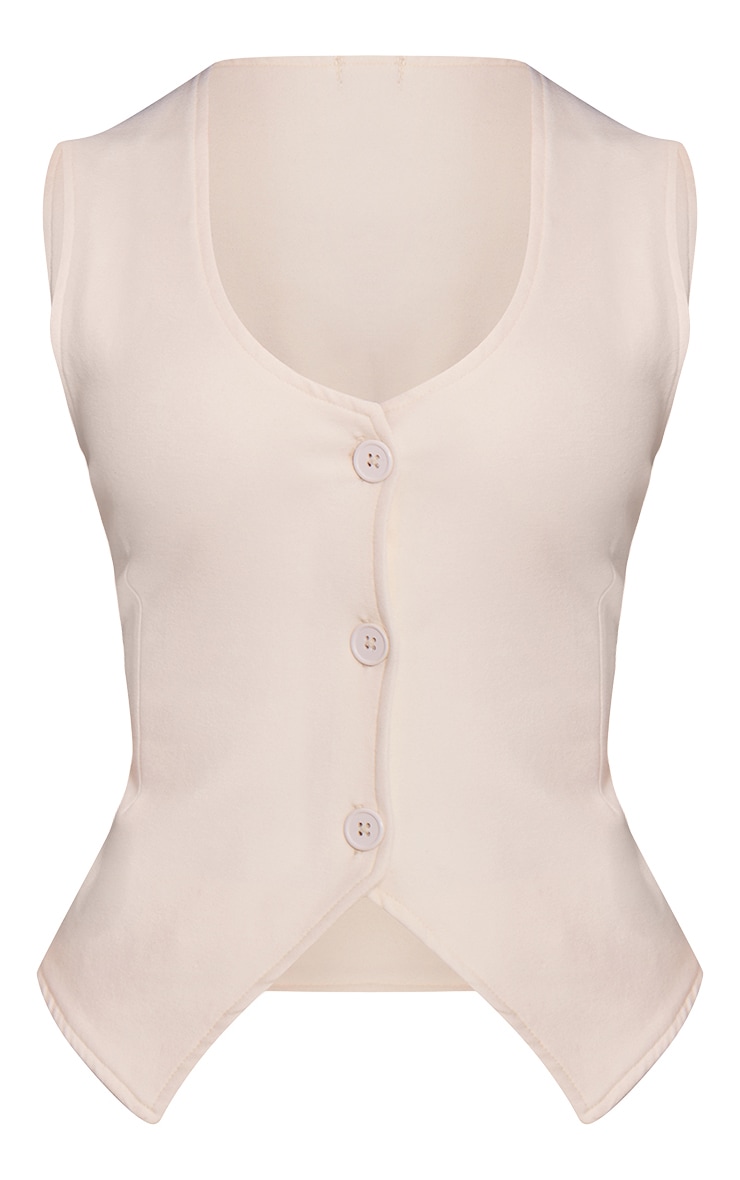Petite Cream Interlock Button Up Sleeveless Top image 5