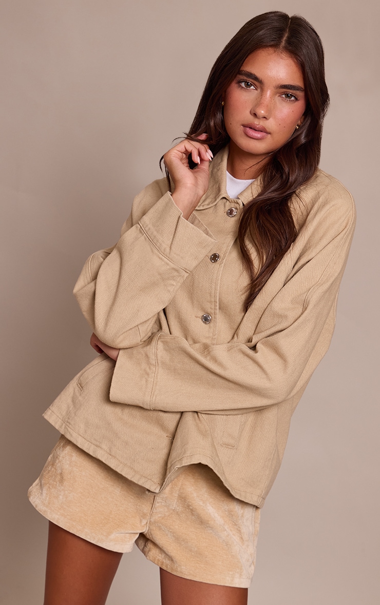 Sand Oversized Denim Shacket image 4