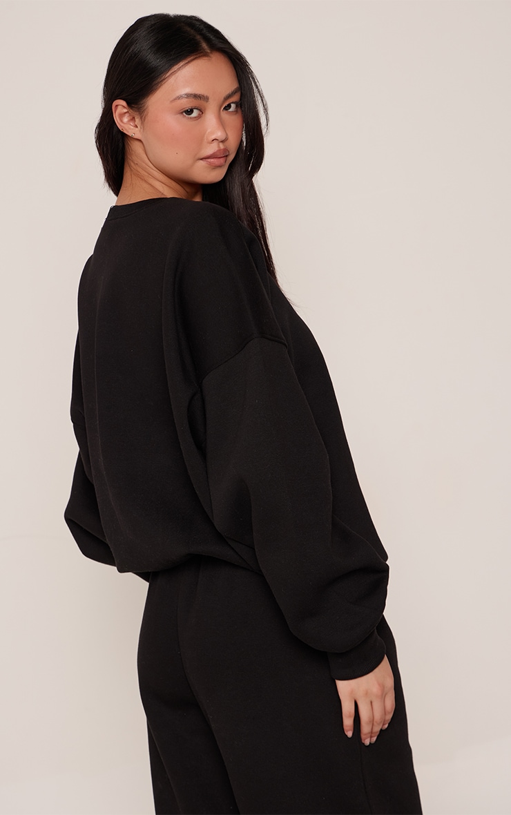 Black Balloon Sleeve Oversized Sweatshirt image 2