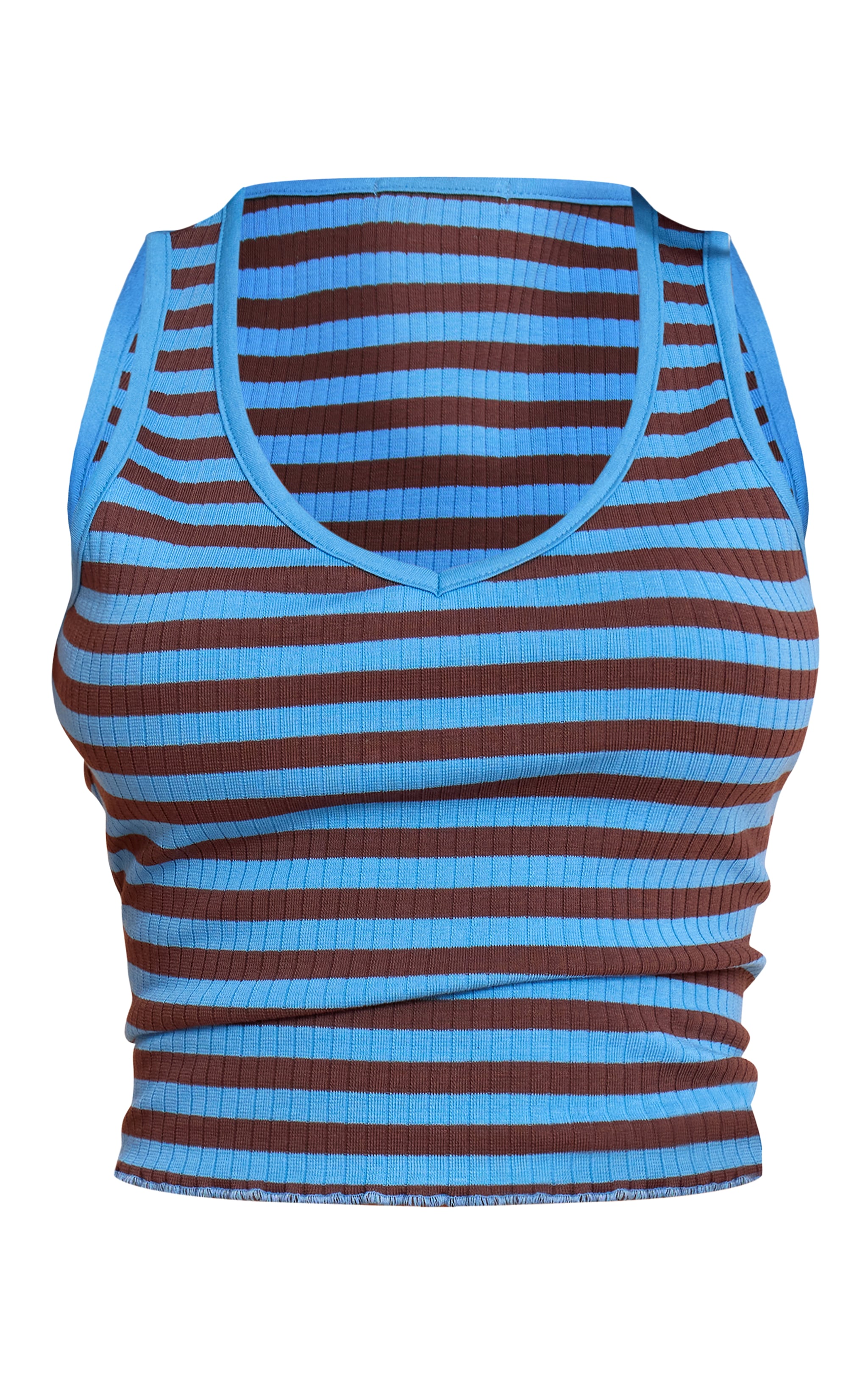 Petite Multi Stripe Ribbed V Neck Vest Top image 5