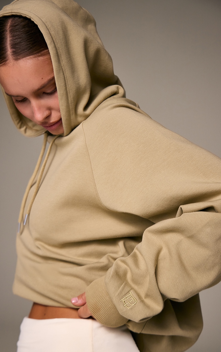 Hoodie tissé sauge à logo brodé image 2
