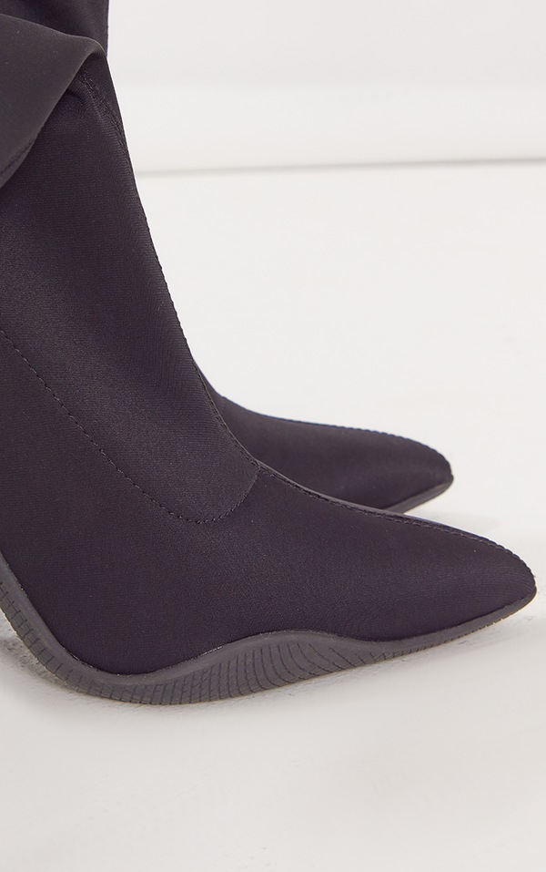 Bottes Cuissardes Femme BAMBOO - Noir Satin, Talon Pointu, Pointure 6