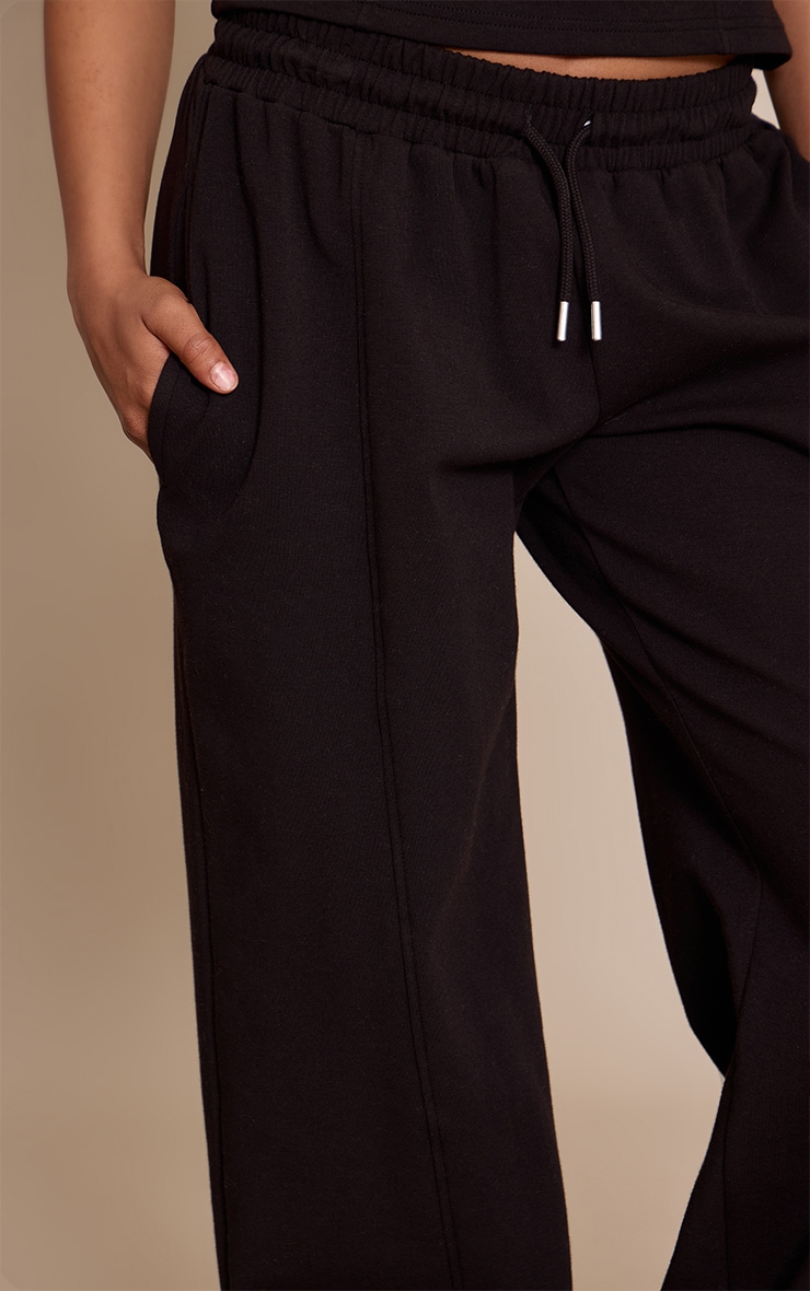 Petite Black Interlock Drawstring Wide Leg Sweatpants image 4