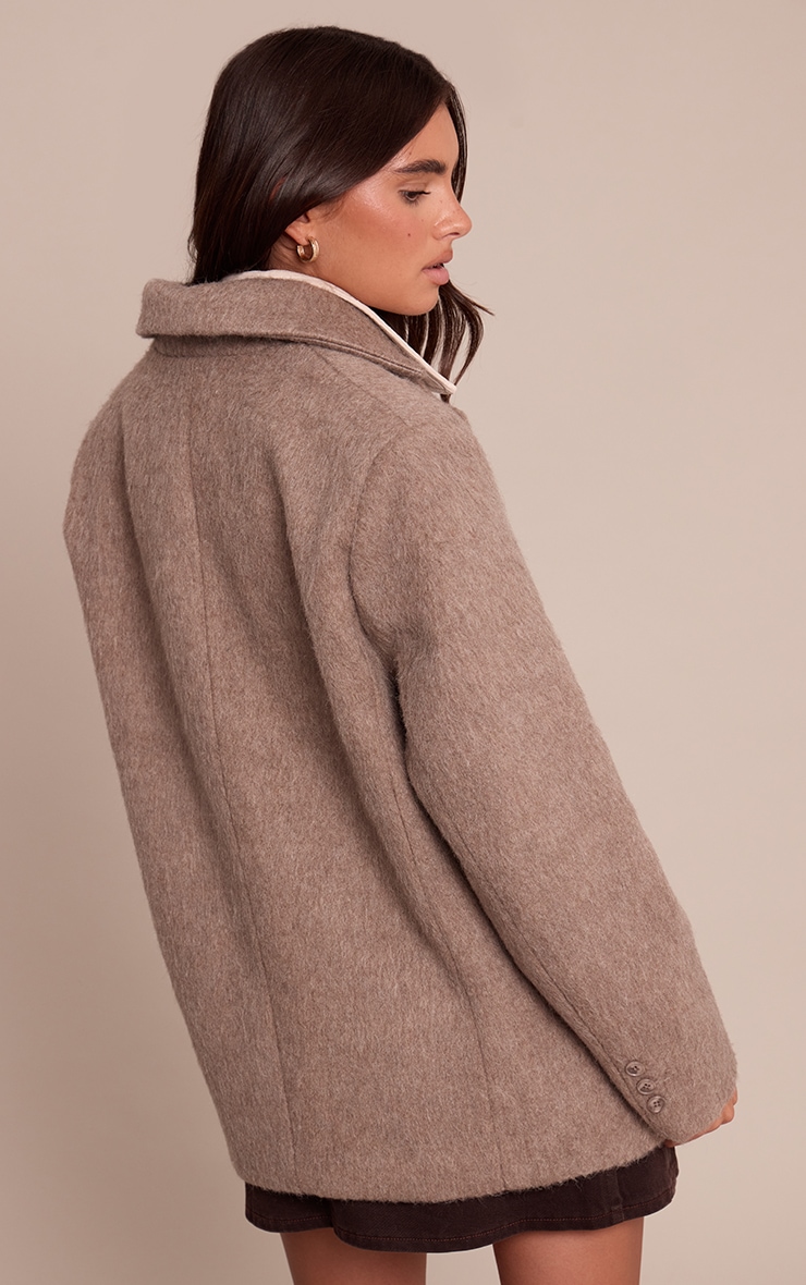 Mink Brushed Wool Look Oversized Blazer image 2