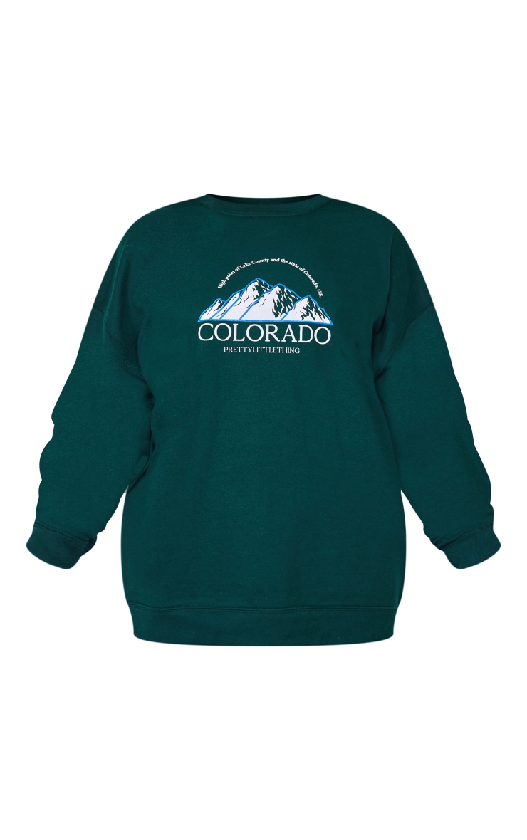 Forest Green Colorado Print Oversized Sweatshirt image 5