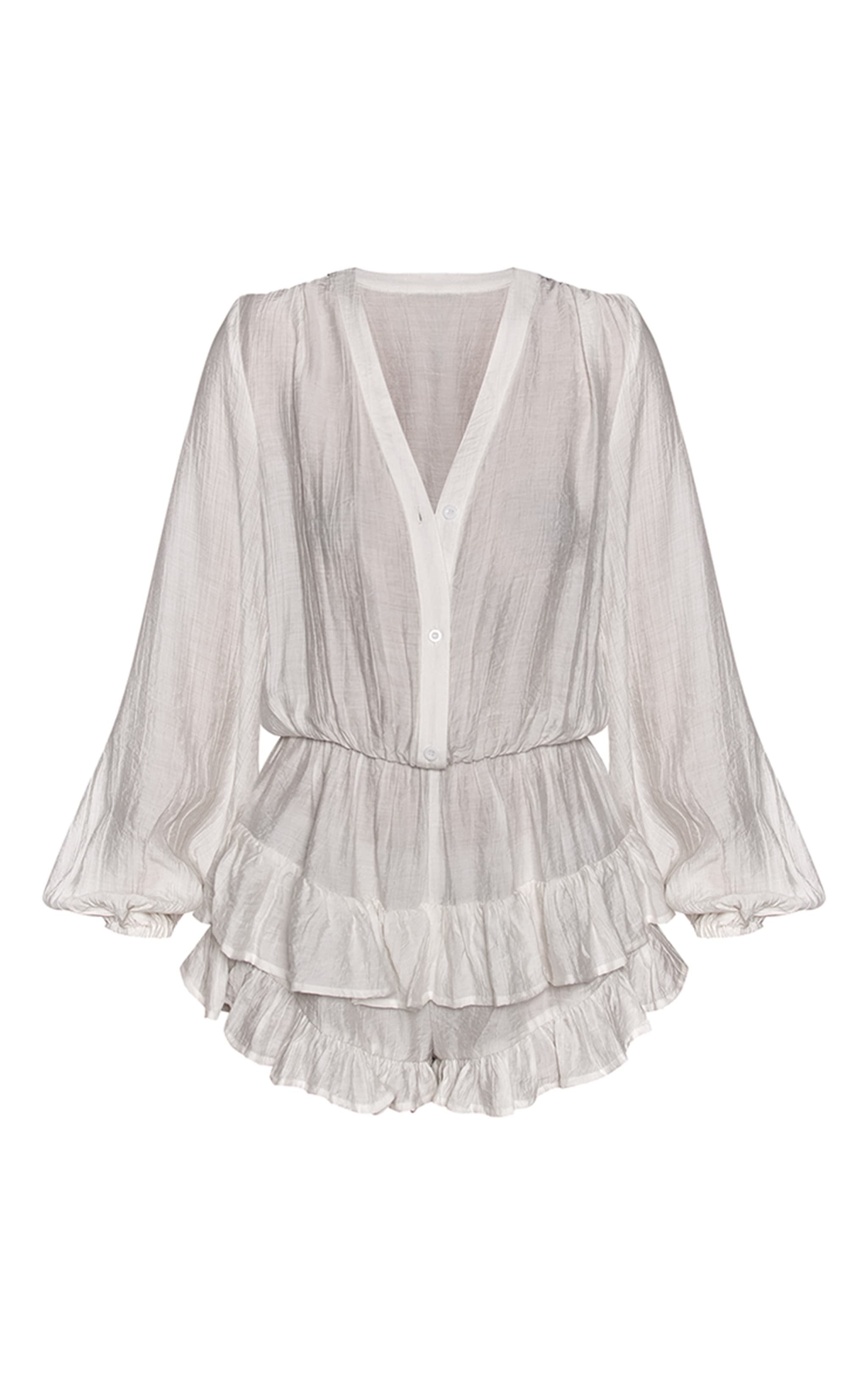 White Chiffon Shift Frill Romper image 5