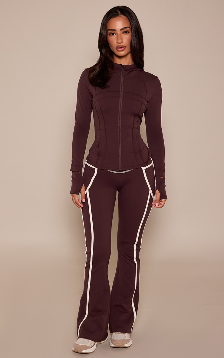 Petite PLT Chocolate Sculpt Seam Detail Drawstring Gym Jacket image 3