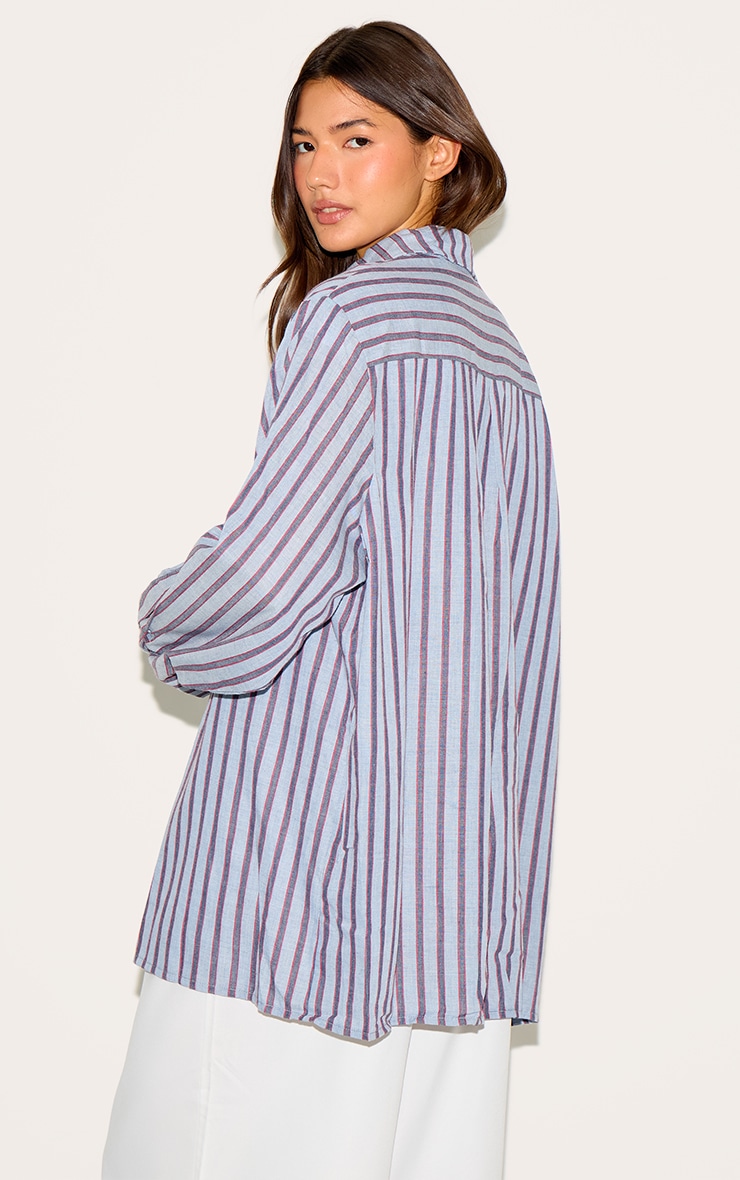 Blue Striped Oversized Shirt image 2