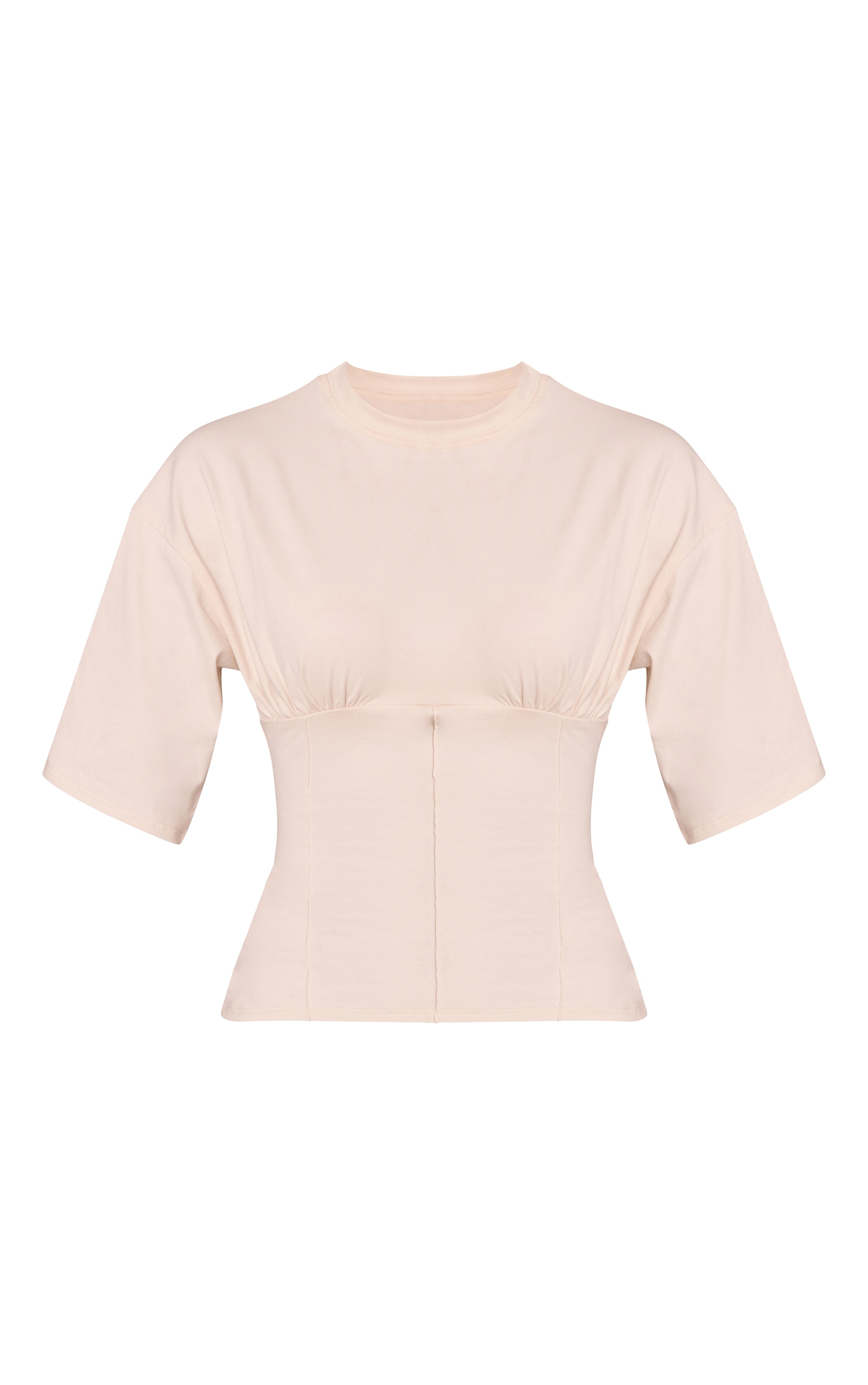 T-shirt ajusté en coton crème au beurre à buste froncé image 5