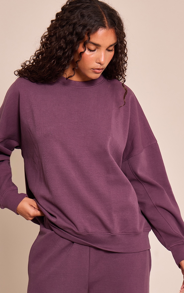 Sweat en tissu 350 gr/m² sergé prune image 4