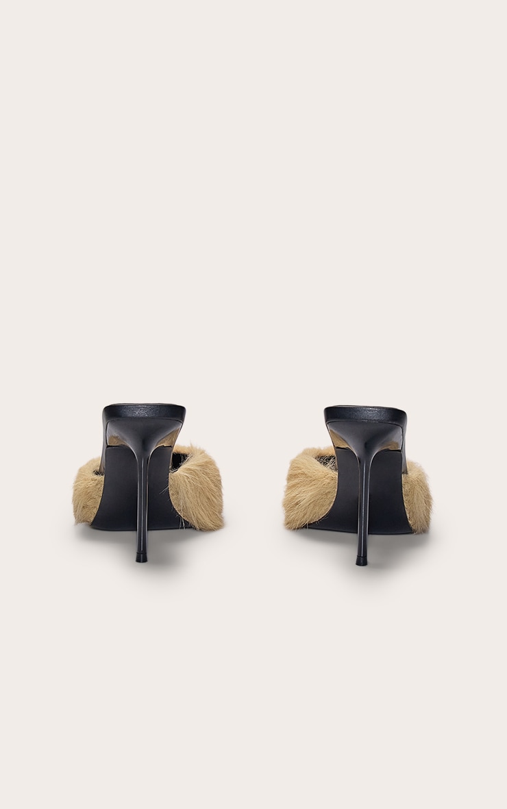 Mink Faux Fur Point Toe Heeled Mule image 4