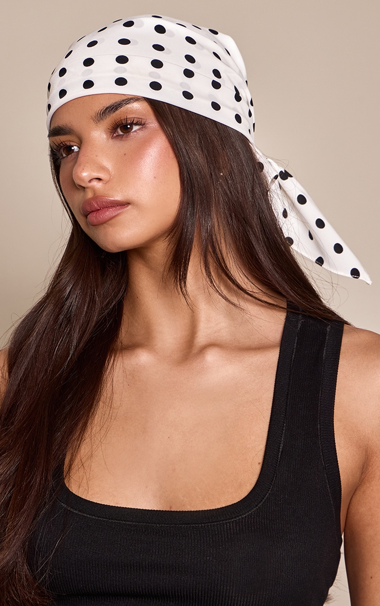 Cream Polka Dot Head Scalf