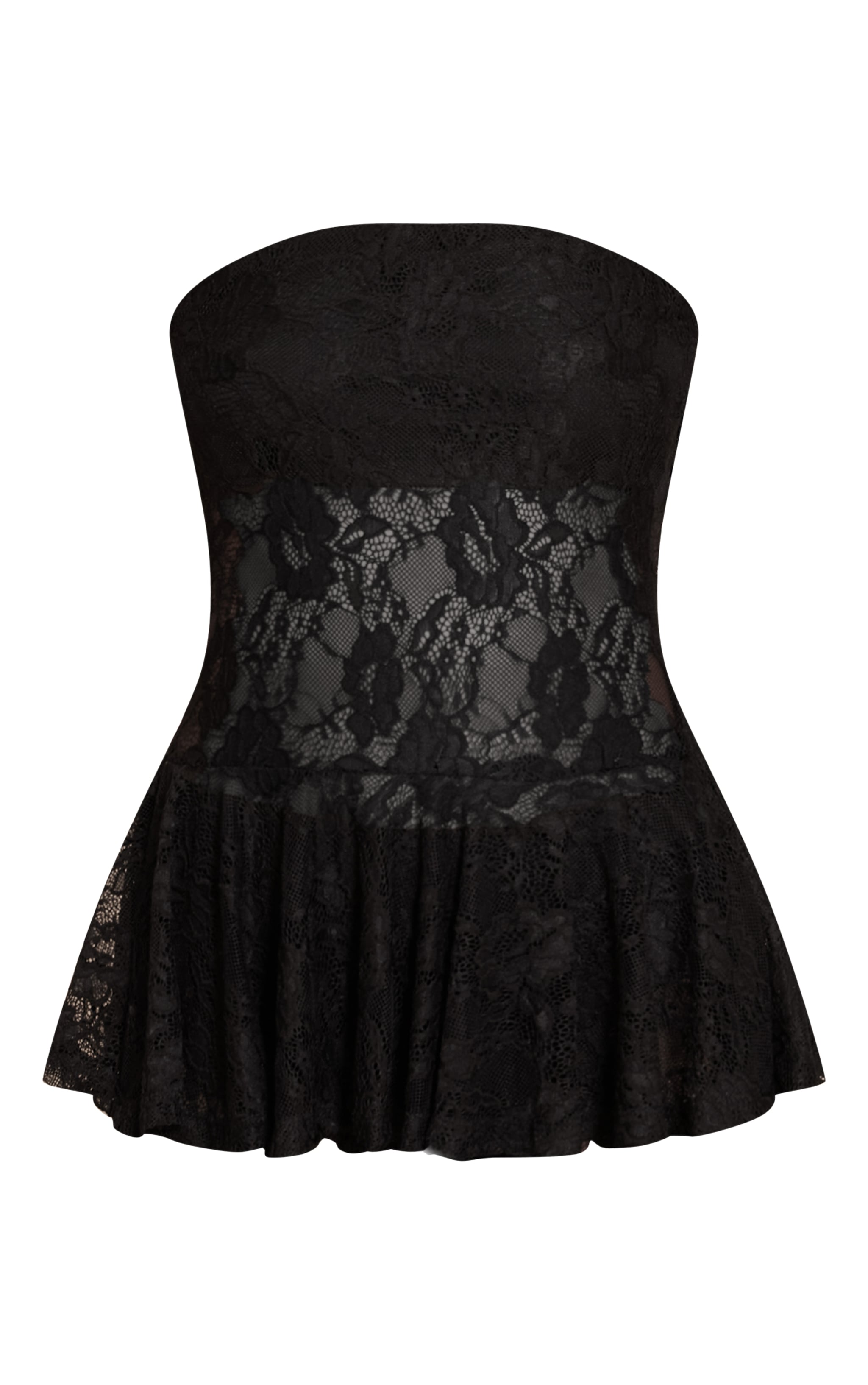 Tall Black Lace Neck Scarf Frill Bandeau Top image 5