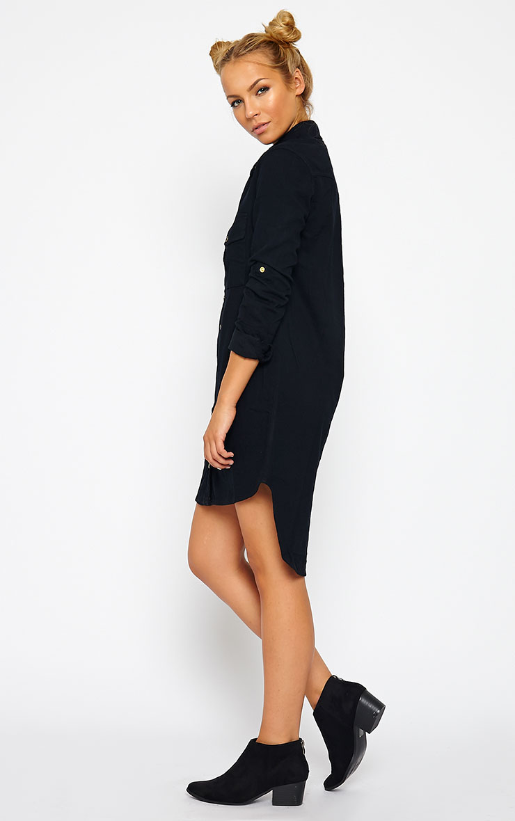 Sachi Black Denim Shirt Tops PrettylittleThing PrettyLittleThing