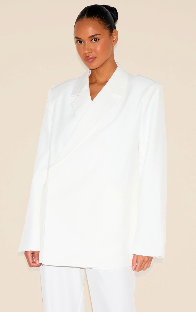 White Tailored Woven Blazer image 1