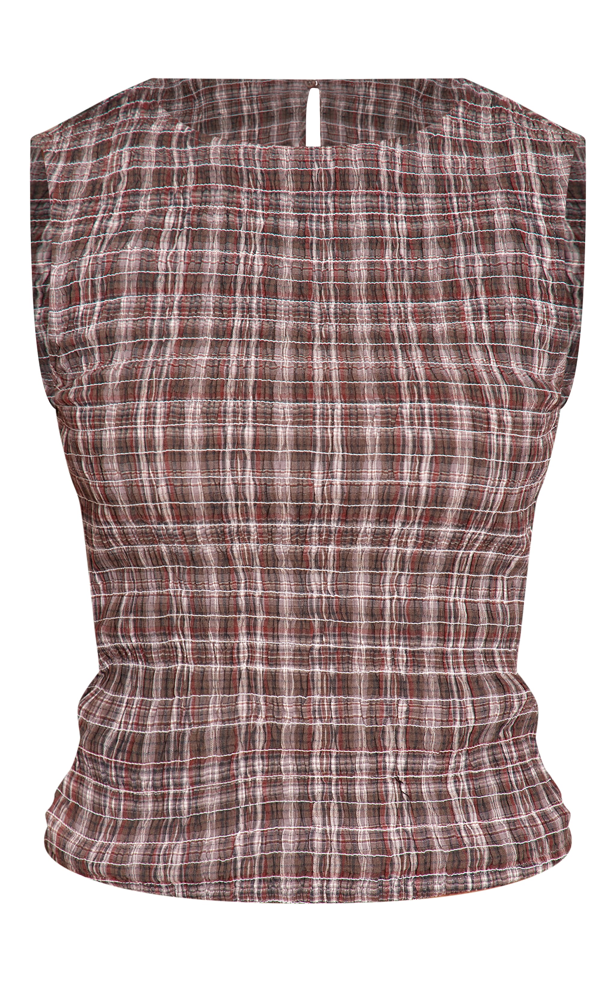 Brown Check Shirred Vest image 5