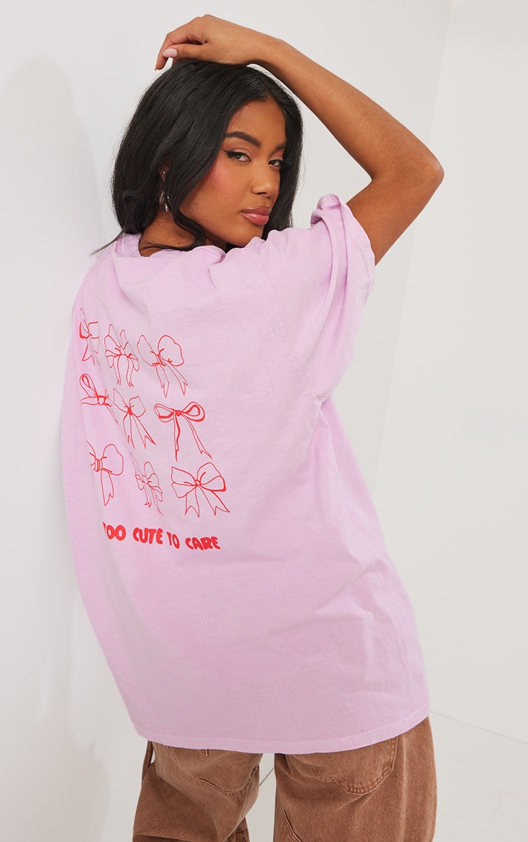 Pink Bow Back Print T Shirt image 1