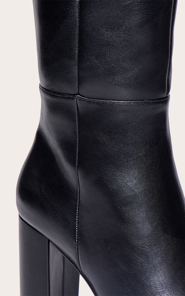 Black Point Toe Block Heel Knee High Boot image 5