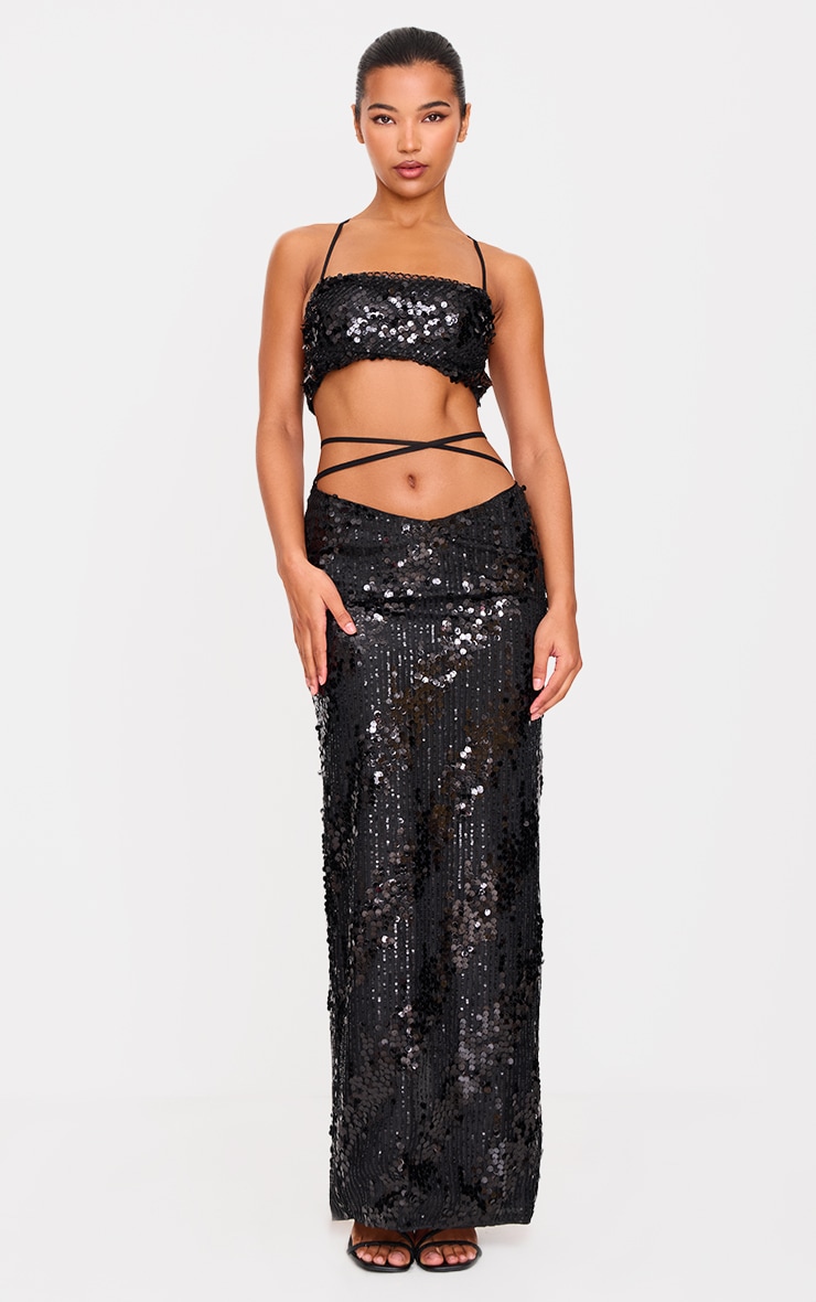 black sequin strappy top