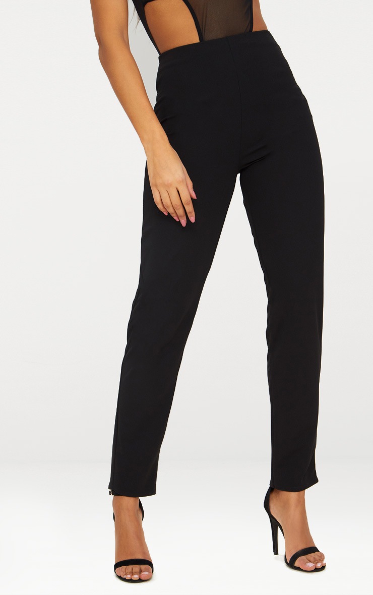 Banana Crepe Black Skin Fit Multi Pleated Trouser