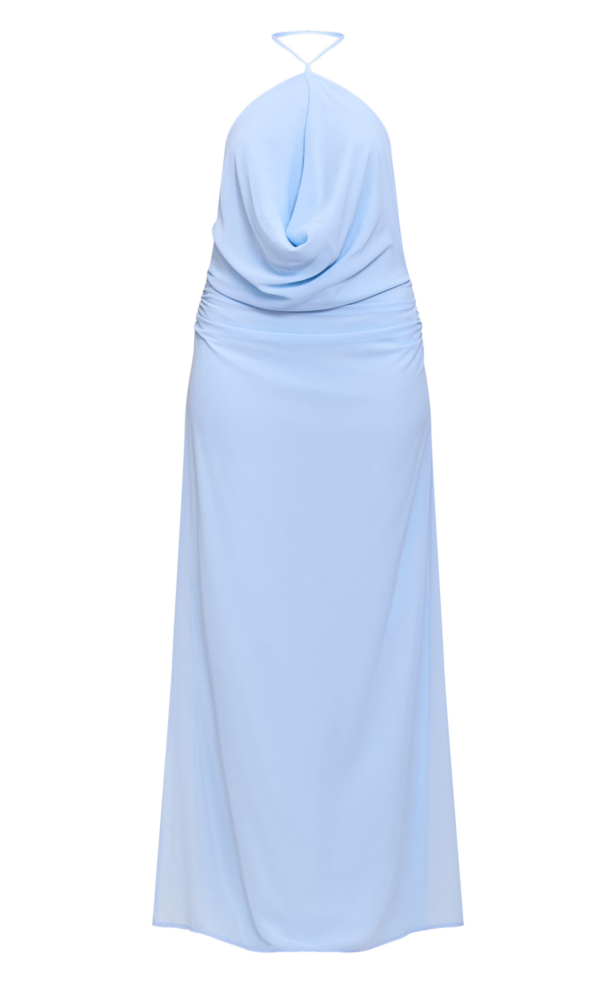 Light Blue Chiffon Halterneck Maxi Dress image 5