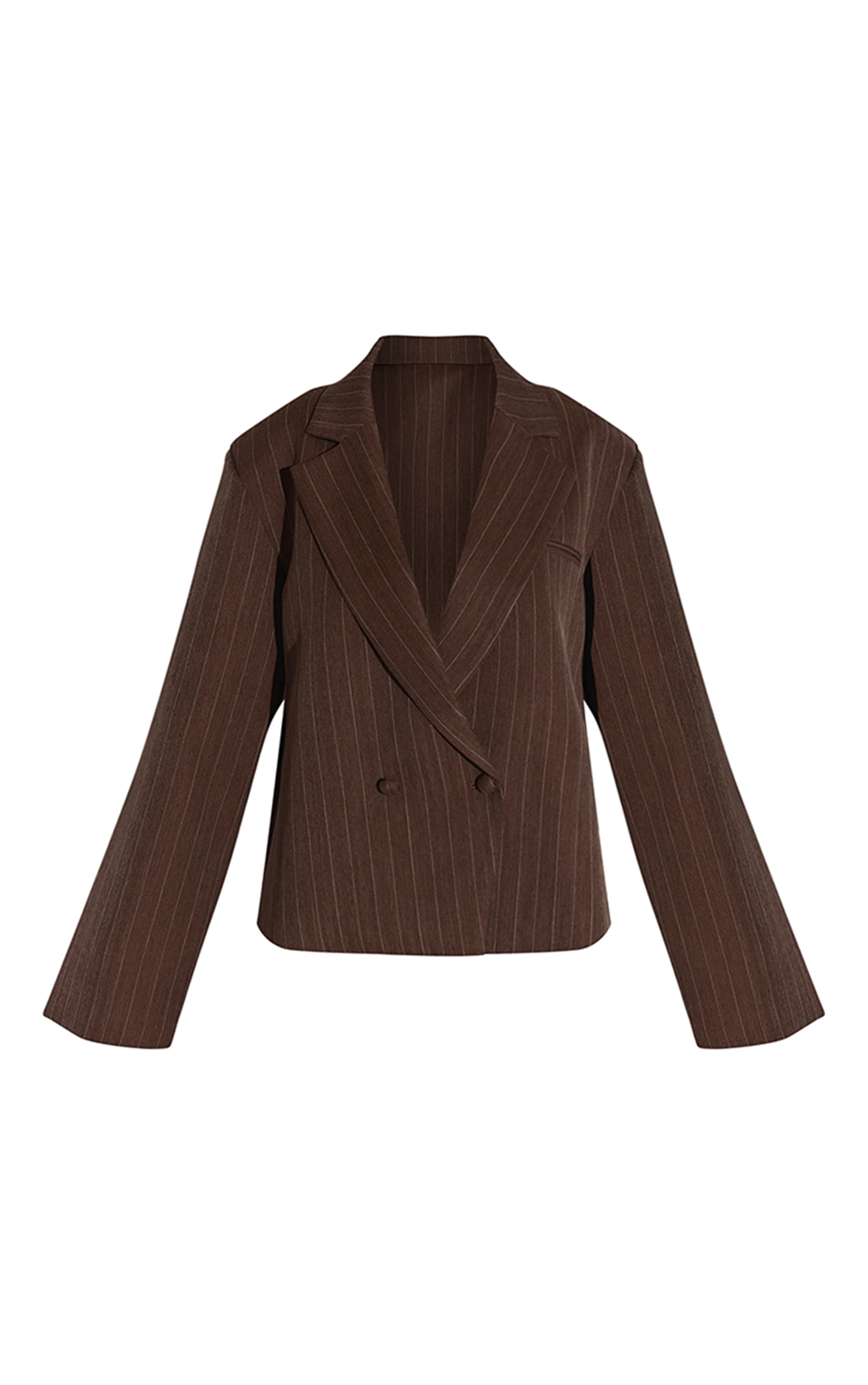Chocolate Brown Pinstripe Boxy Blazer image 5