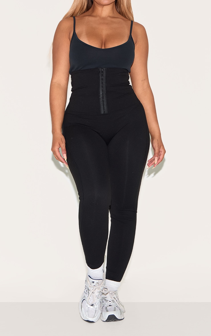 Shape Black Active Highwaisted Hook& Eye Front Cinched Leggings image 1
