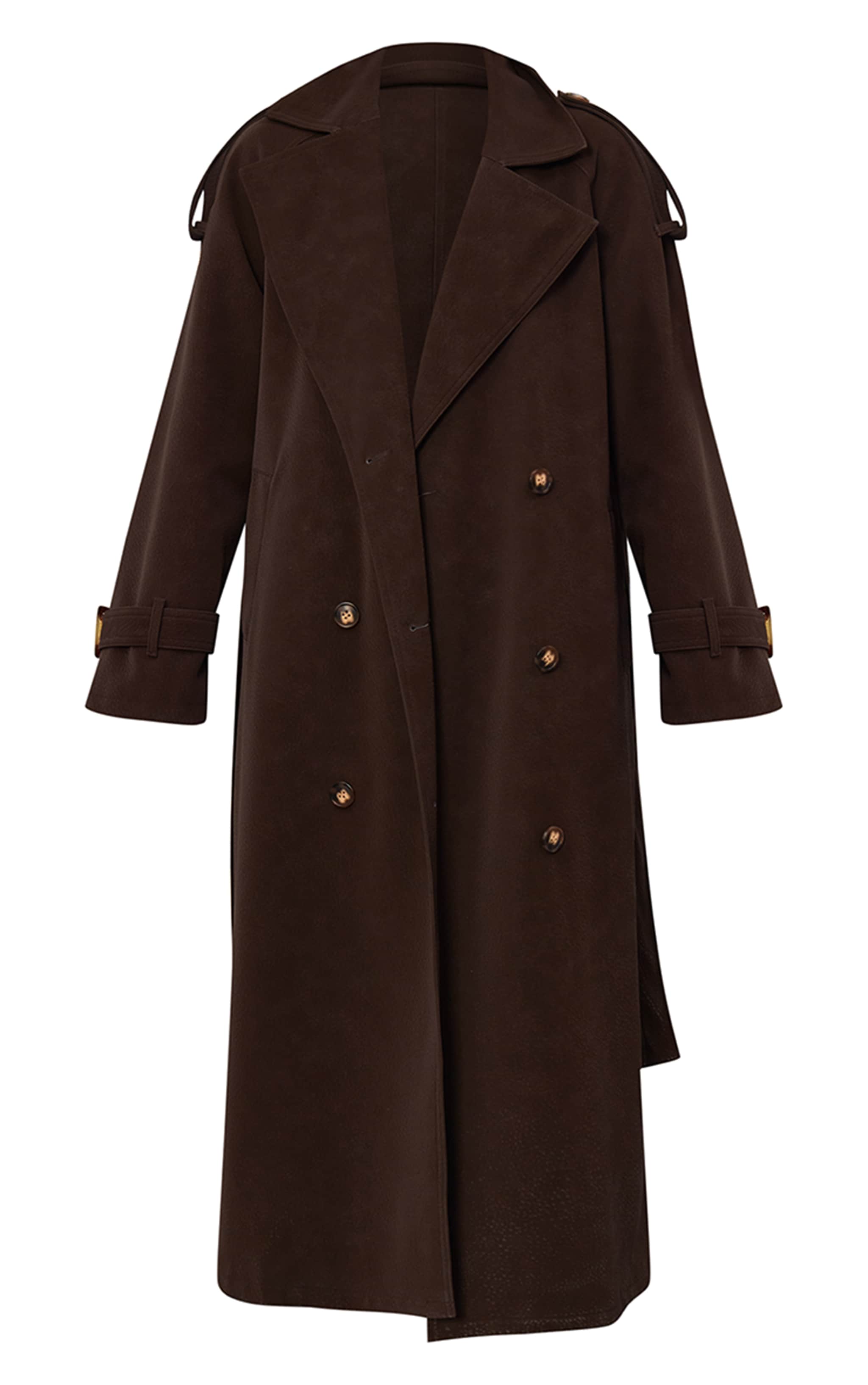 Chocolate Peached PU Trench Coat image 5