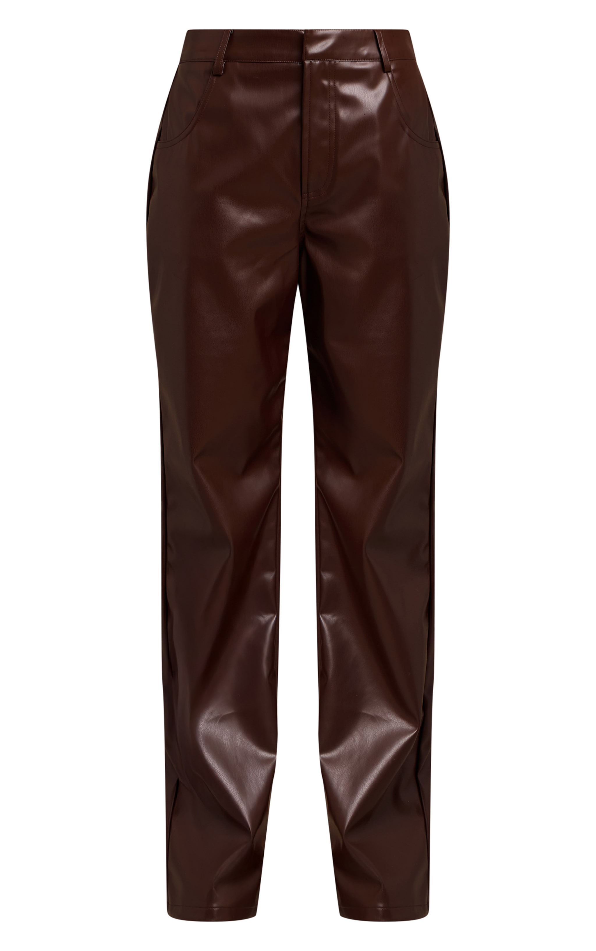 Pantalon droit en PU chocolat image 5