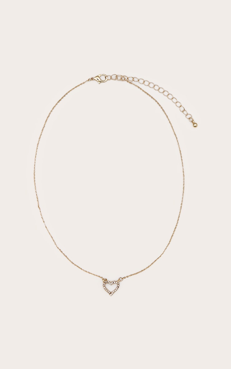 Collier doré fin à pendentif coeur et strass image 2