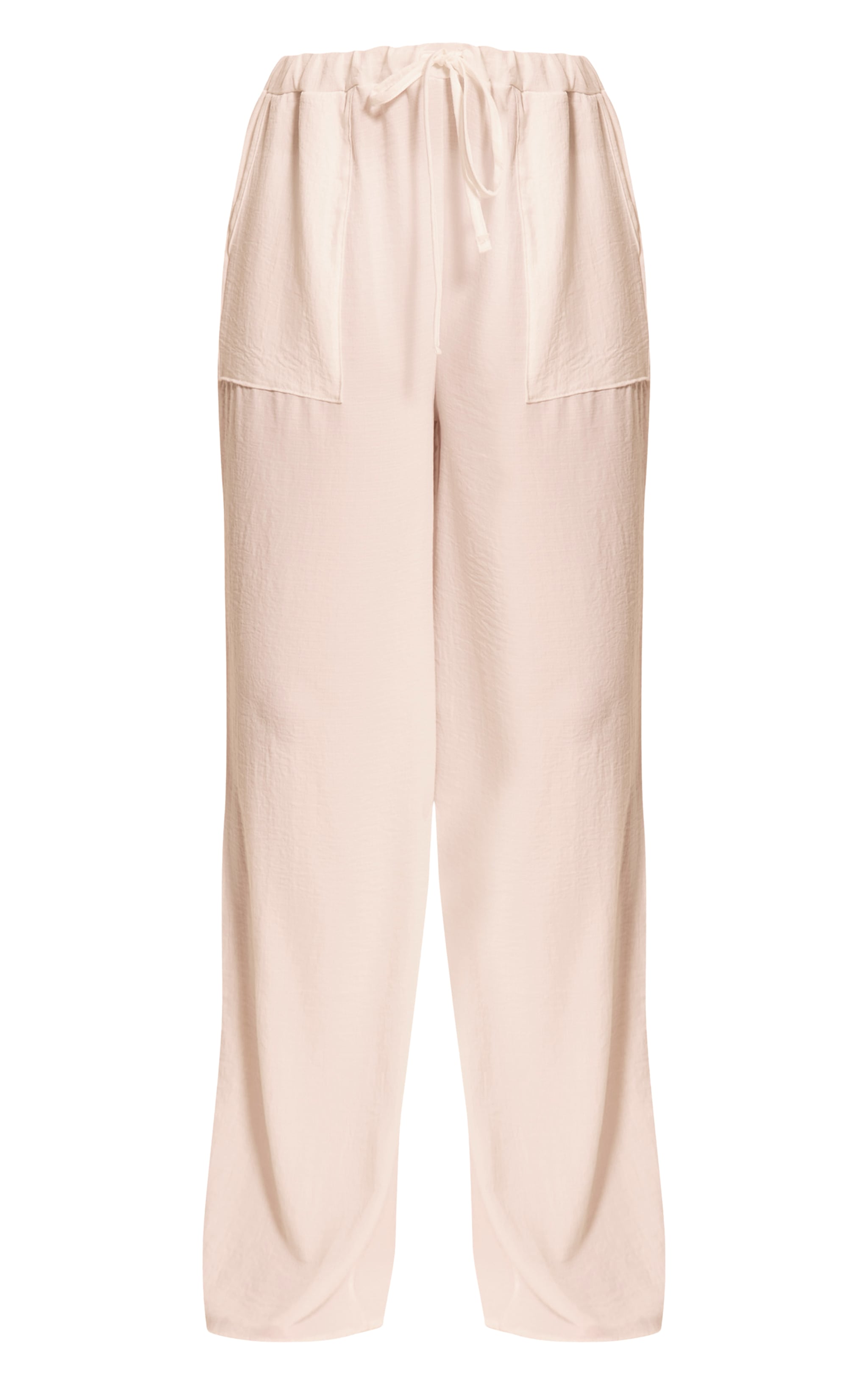 White Linen Look Drawstring Beach Pants image 5