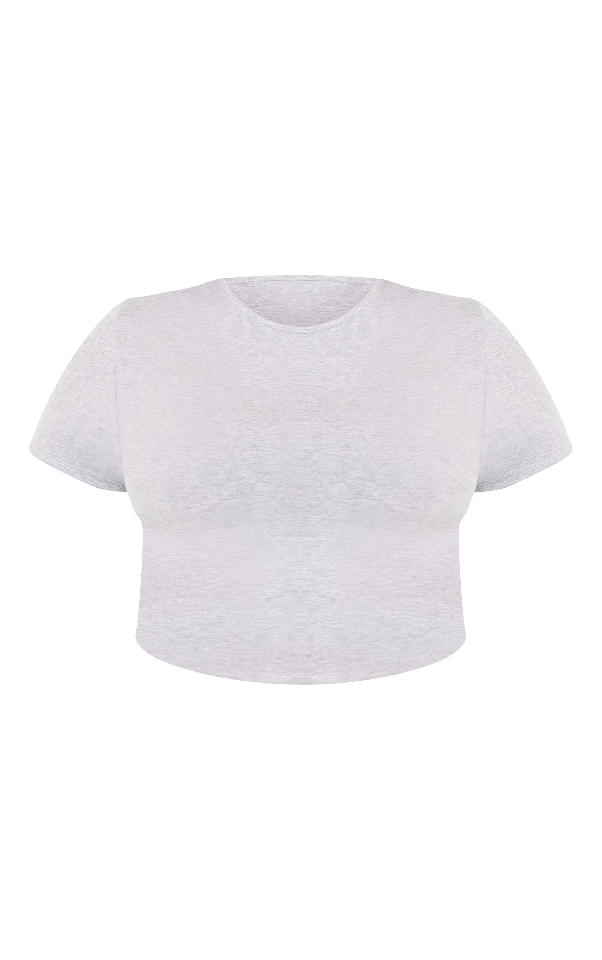 Plus Grey Marl Cotton Crew Neck Cropped Short Sleeve T-Shirt image 5