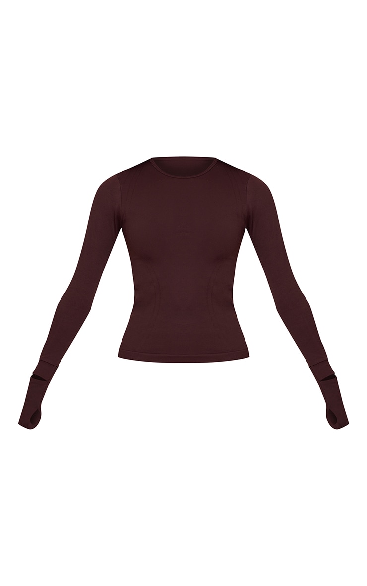PLT Chocolate Seamless Seam Detail Long Sleeve Top image 5