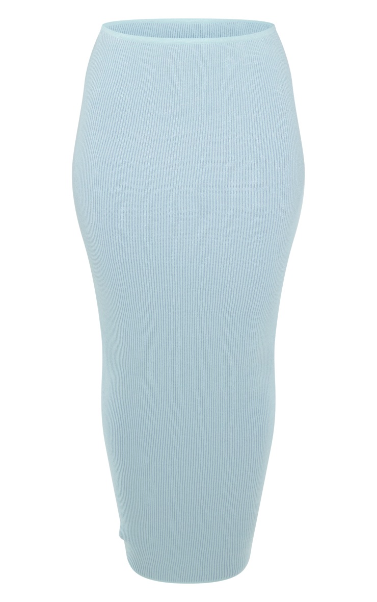 Cornflower Blue Two Tone Knit Midaxi Skirt PrettyLittleThing
