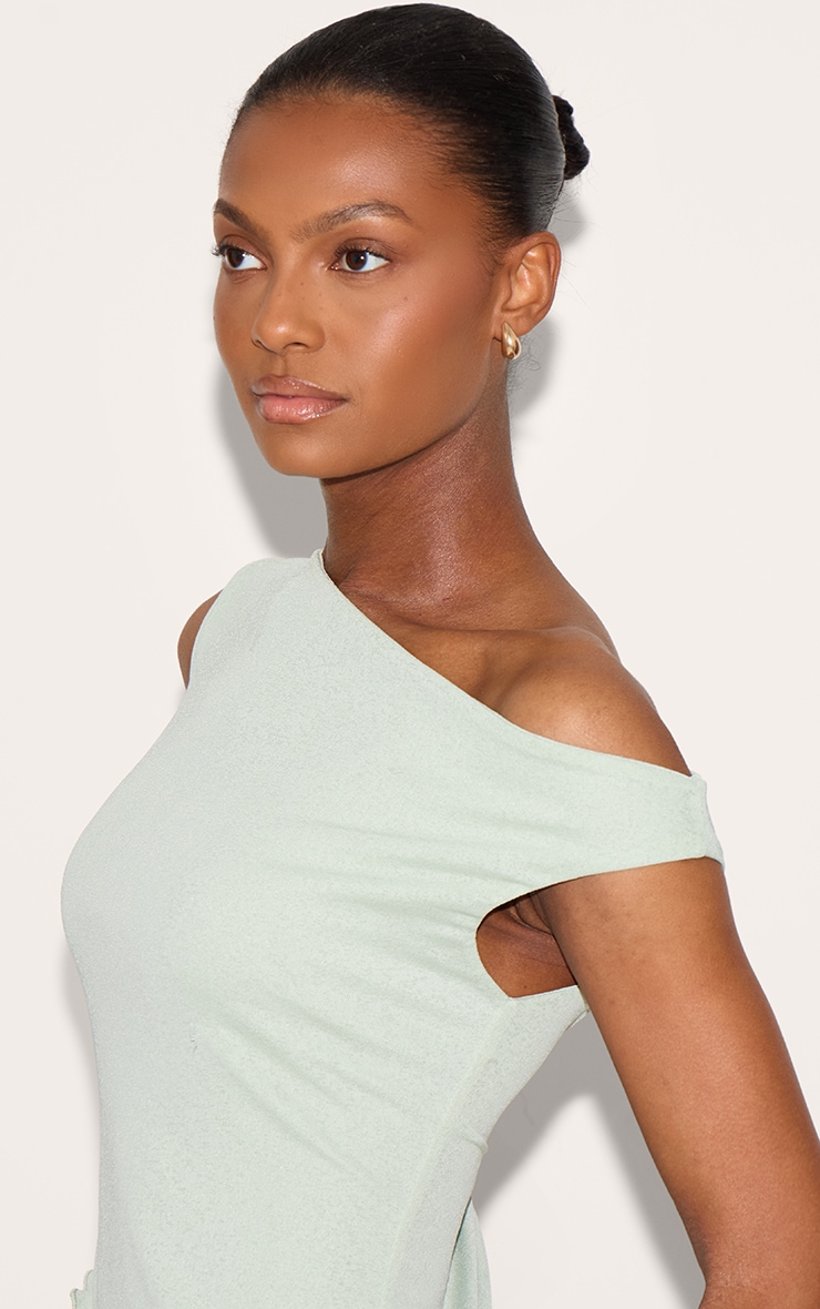 Sage Green Burnout Mesh Asymmetric Long Top image 4